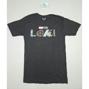 Marvel Studios Loki T-Shirt Men's Medium Black Graphic Logo Crew Neck Tee MCU